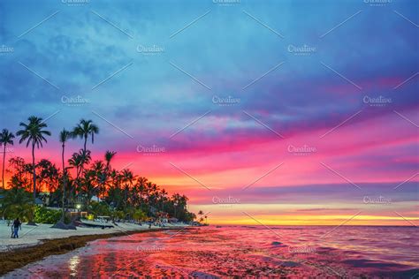 Sunset Over Tropical Beach High Quality Nature Stock Photos ~ Creative Market