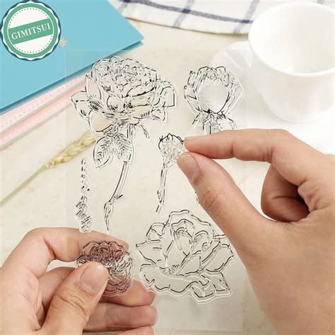 5 Rose Flower Clear Silicone Stamp Card Making Scrapbooking Journal