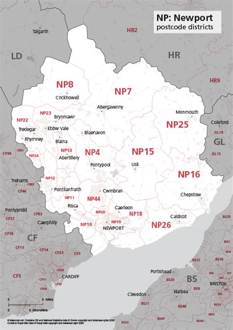 Map Of Np Postcode Districts Newport Maproom