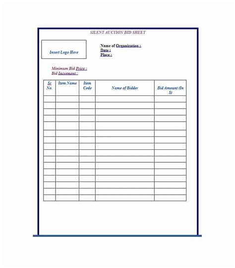 Silent Auction Forms Awesome 40 Silent Auction Bid Sheet Templates