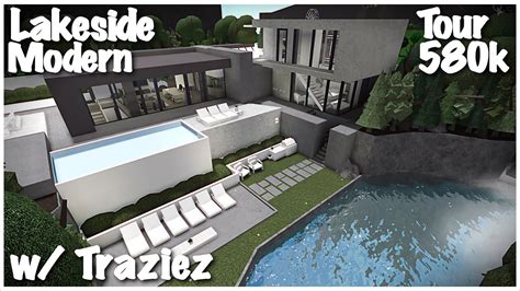 Private Lakeside Modern House Tour 379k Bloxburg Roblox Youtube
