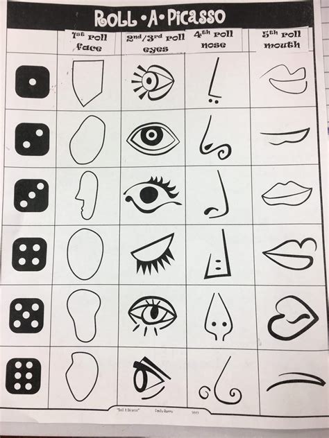 Roll A Picasso Worksheet Printable Form Templates And Letter