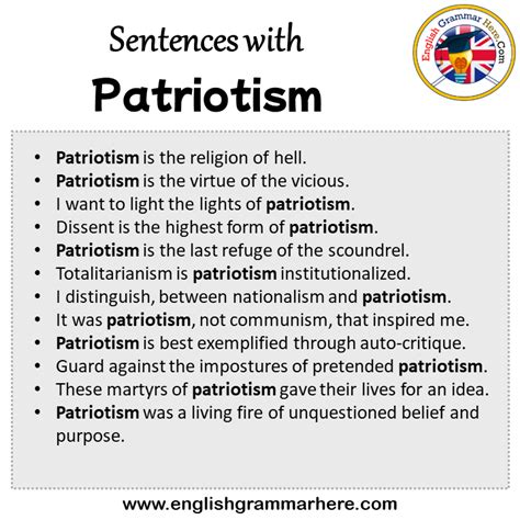 Sentences With Patriotism Patriotism In A Sentence In English