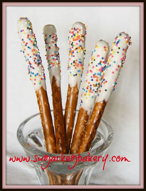 White Chocolate Covered Pretzels With Sprinkles Perfect For A School