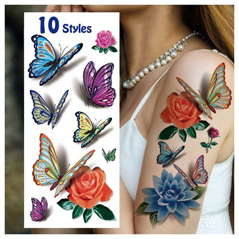 Buy Cerlaza Styles Temporary Tattoos For Women Adults D Butterfly Tattoo Stickers Realistic