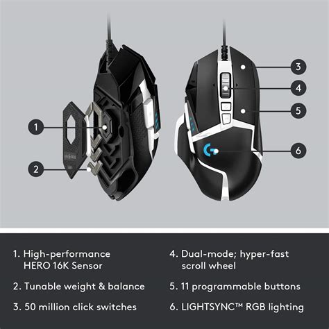 Logitech G502 Se Hero High Performance Rgb Gaming Mouse With 11