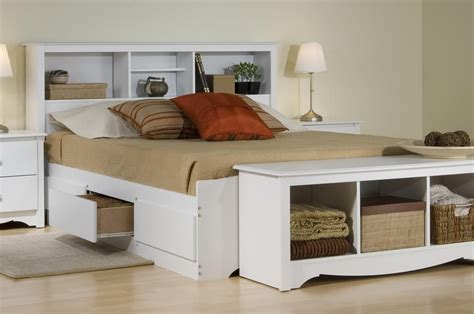 Full Size White Storage Bed With Bookcase Headboard Linda Black Full