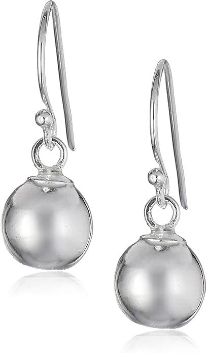 Amazon Com Sterling Silver 8mm Polished Bead Drop Earrings Jewelry