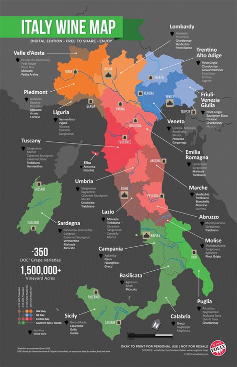 Italy blank map with regions. Five Finest Italian Wine Regions
