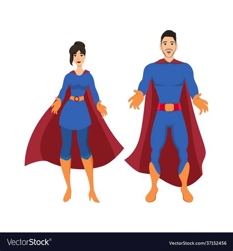 Superhero Couple Male And Female Superheroes Vector Image