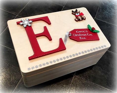Handmade wooden boxes for gifts. Personalised Wooden Christmas Eve Box - Sparkles & Glitter