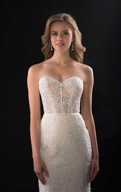 Sheer Strapless Lace Wedding Dress Martina Liana Bridal Gowns Glamourous Wedding Dress