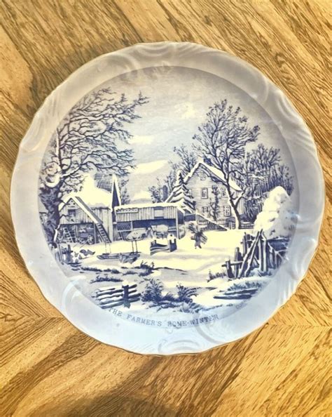 Vintage Currier And Ives Decorative Plate The Old Homestead In Winter