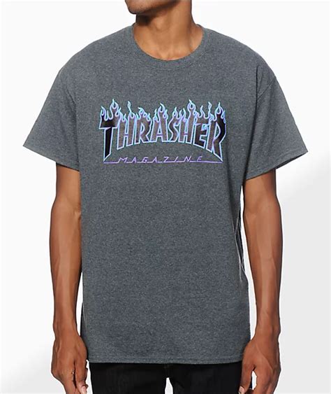 Thrasher Flame Logo Purp T Shirt