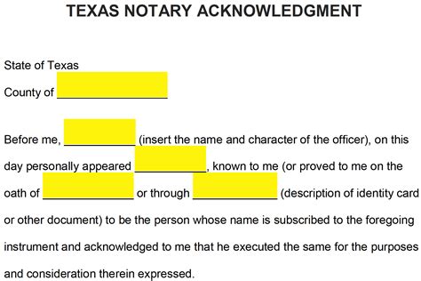 All of our notary publics are licensed lawyers or paralegals, so you can trust notary. Free Texas Notary Acknowledgment Form - PDF | Word ...