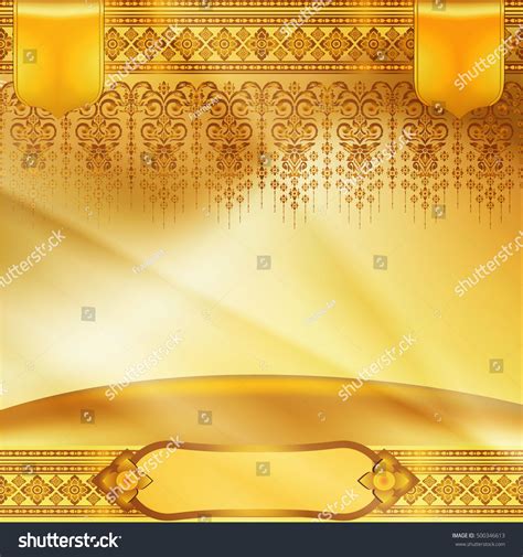 Golden Background Antique Greeting Card Invitation Stock Vector