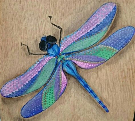 Dragonfly Hand Painted On Solid Oak Dragonfly Painting Hand Painted