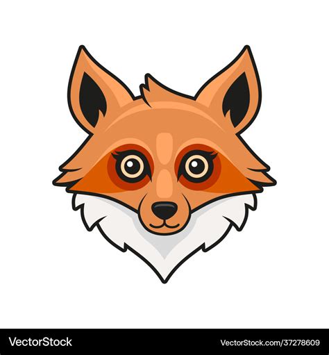 Cute Fox Face Cartoon Style On White Background Vector Image