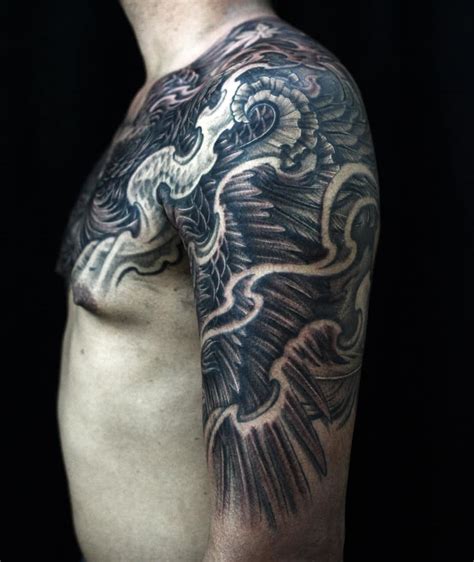 Half Sleeve To Chest Dragon And Phoenix Tattoo Chronic Ink