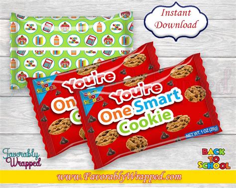 Back To School One Smart Cookie Wrappers Back To School Mini Etsy