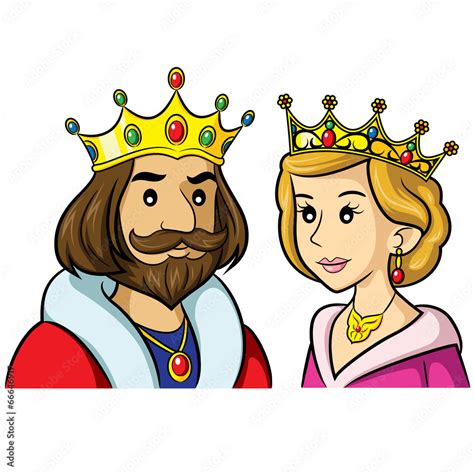 King Queen Cartoon Vector De Stock Adobe Stock