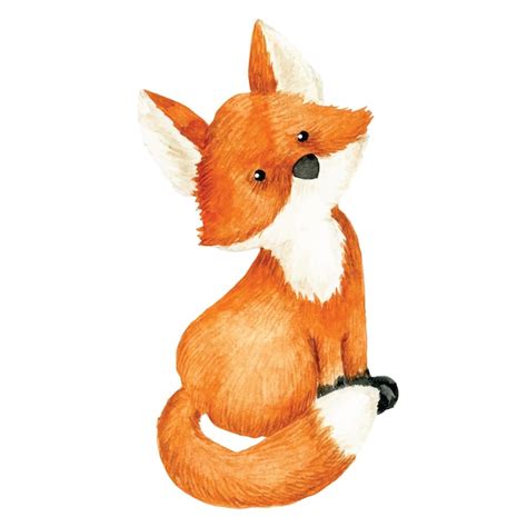 Акварельный рисунок милая лиса иллюстрация для детей лесные животные