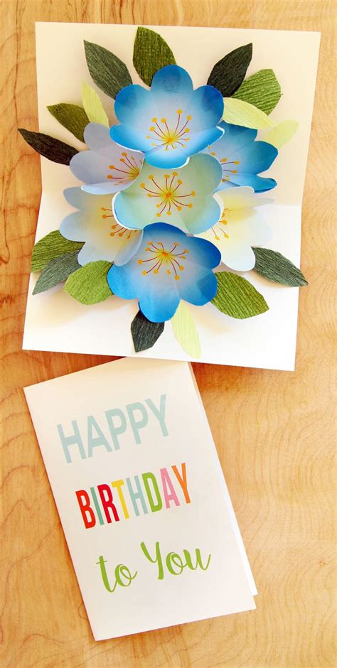 Free Printable Happy Birthday Card With Pop Up Bouquet A Piece Of Rainbow