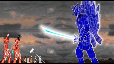Uchiha Madara Susanoo Vs Attack On Titan Drawing Cartoon 2 Animation