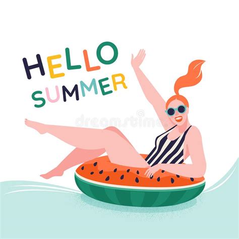 Hello Summer Posters In Vector Cute Retro Posters Set Stock Vector