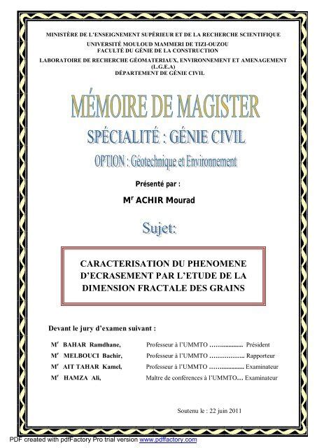 Page De Garde Memoire UniversitÃ© Mouloud Mammeri De Tizi Ouzou