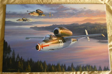 Nicks Aviation Art Jet Interceptors Original Oil On