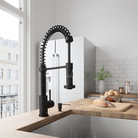 If your hands are dirty, you need to touch anywhere on the kitchen spout using your forearm, to start or stop the flow of water to was your hands. Matte Black Oil Rubbed Bronze Spring Kitchen Sink Faucet ...