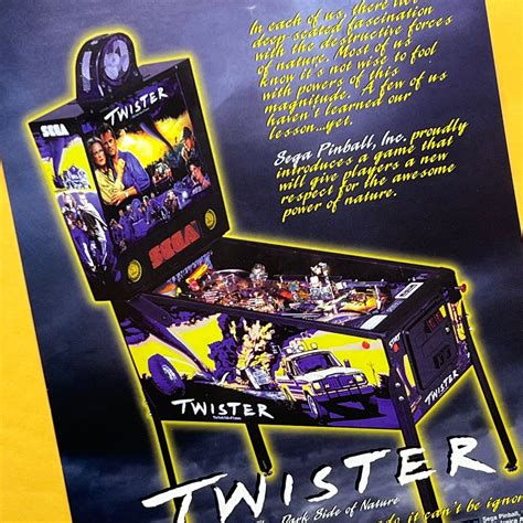 Sega Twister Pinball Flyer Original 90s Promo Game Art Vintage Storm