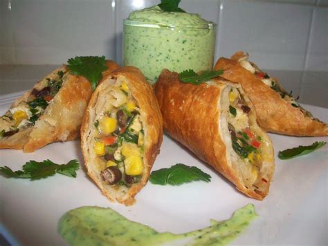 Southwestern Egg Rolls With A Avocado Ranch Dipping Sauce