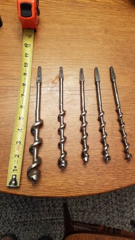 Lakeside Spiral Auger Brace Bit 5 Lot Wood Hand Drill Set Antique Price Guide Details Page