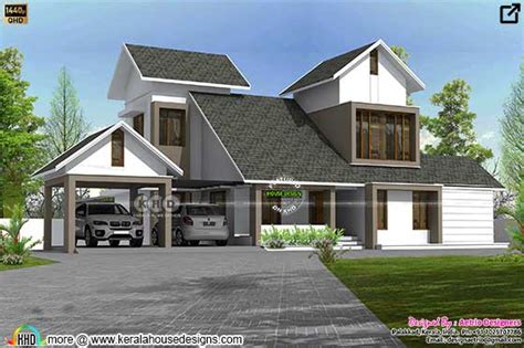 2920 Square Feet 4 Bhk Sloping Roof Style House Rendering Kerala Home