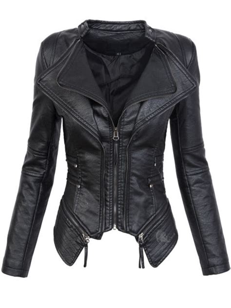 high quality pu leather gothic jacket 2018 women winter autumn zipper faux leather motorcycle