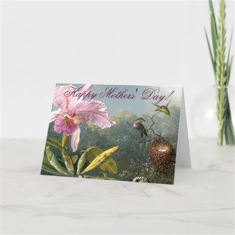 Orchid Hummingbirds Mothers Day Card