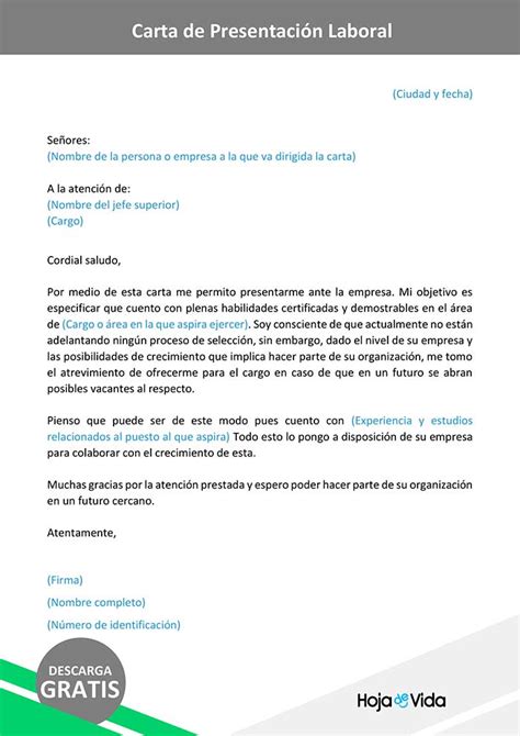 Plantilla De Carta De Presentaci 243 N Laboral Carta Word Layarkaca21 Lk21
