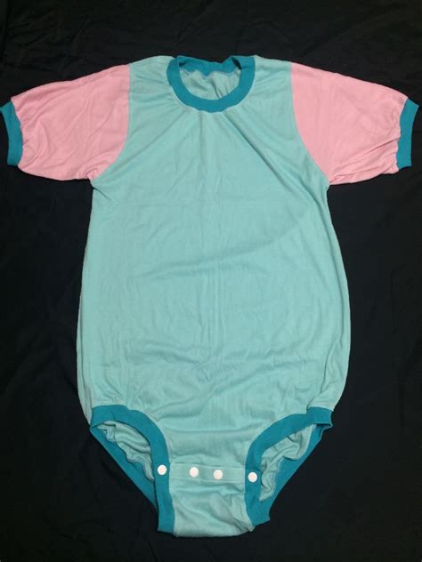 Adult Baby Onesie Blue And Pink Cotton 45 46size