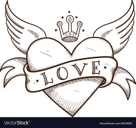 Heart With Banner And Crown Royalty Free Vector Image