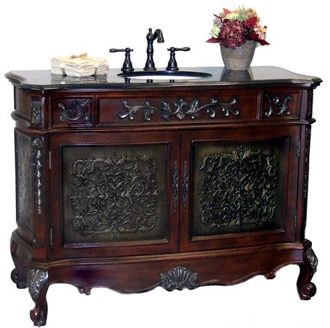 Such a cool finish with what looks like antique wax or glaze and the legs are so pretty. Updating With Antique Bathroom Vanity - Interior Design ...