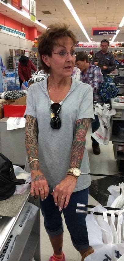 Old Lady With Sleeves Tattoos With Images Old Women With Tattoos Older Women With Tattoos