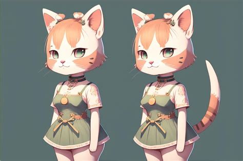Premium Photo Cute Anime Cat Character Creative Digital Illustration