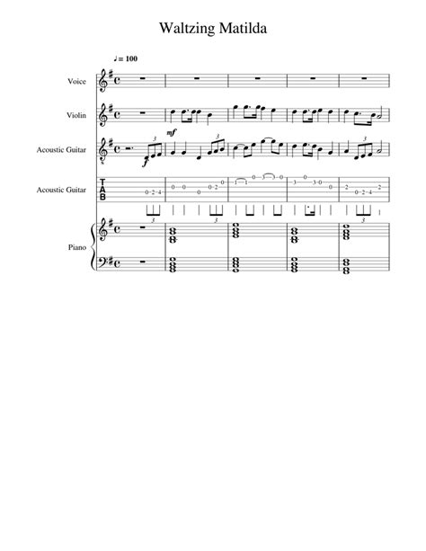 Home from the hospital 1:36. Waltzing Matilda Sheet music for Violin, Piano, Voice, Guitar | Download free in PDF or MIDI ...