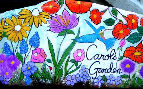 Hand Painted Flower And Fairy Rocks Hand Painted Wildflower Garden Rocks