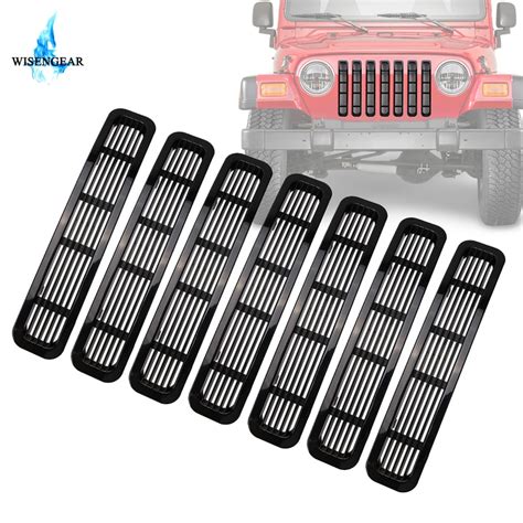 Front Grill Mesh Grille Cover Shell For Jeep Wrangler Tj 1997 2006 Vent