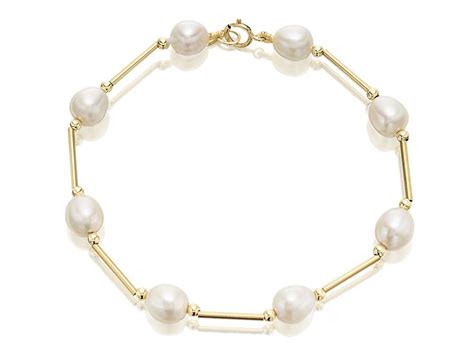 9ct Gold Freshwater Cultured Pearl Bracelet 75in G8373 Cultured