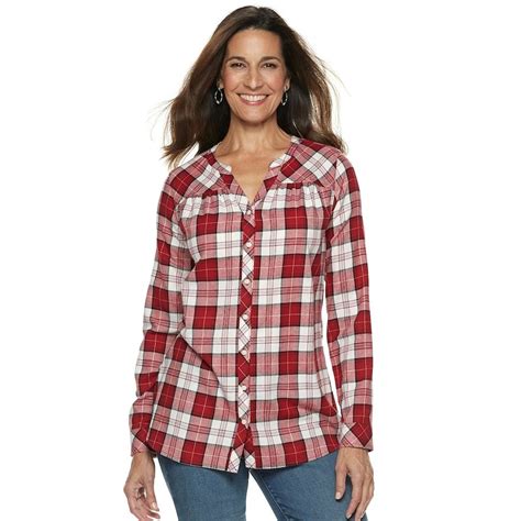 Womens Croft And Barrow® Plaid Flannel Shirt Plaid Flannel Shirt