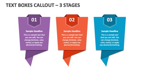 Free Text Boxes Callout 3 Stages Powerpoint Presentation Template